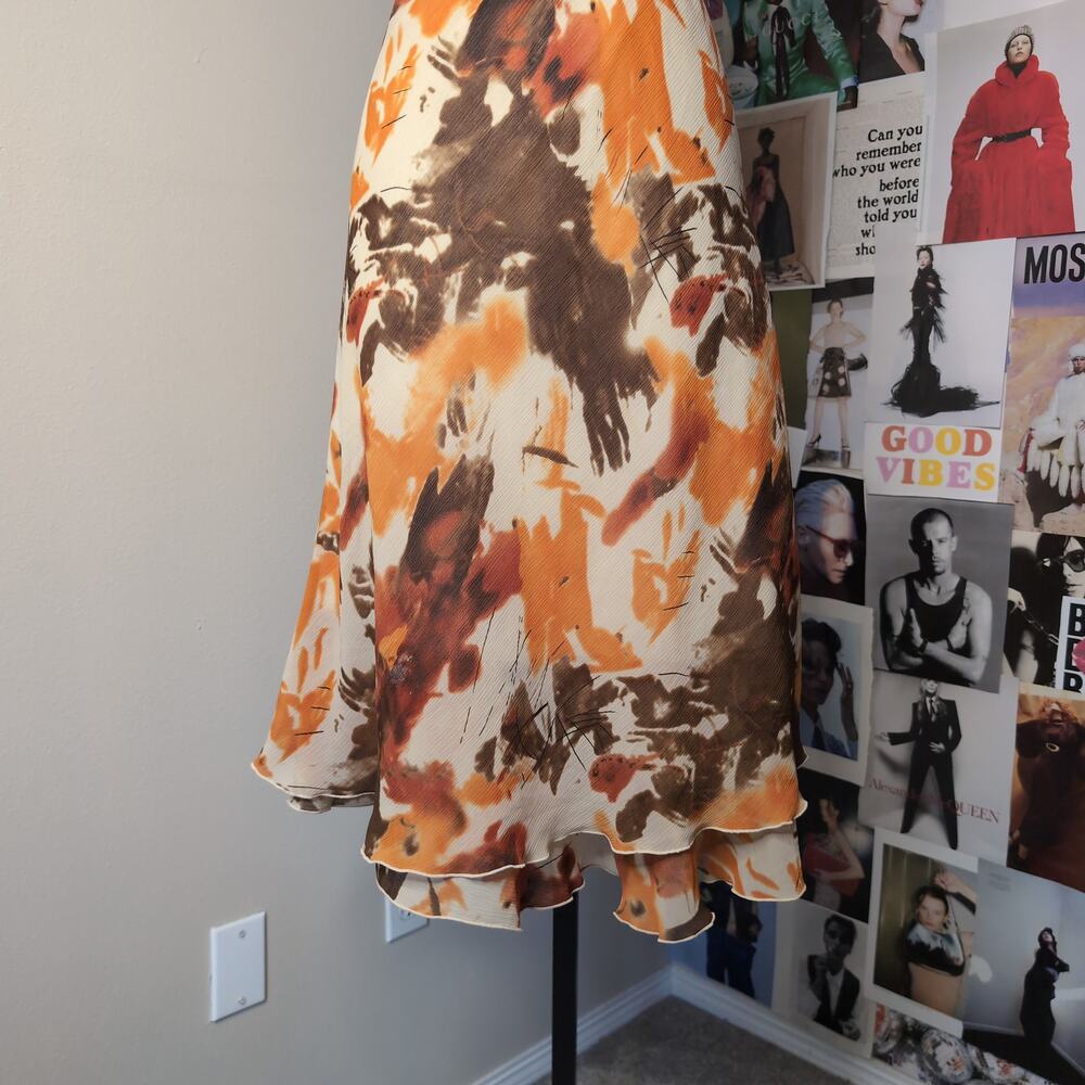 Abstract Print Ruffle Hem Skirt Y2k Western